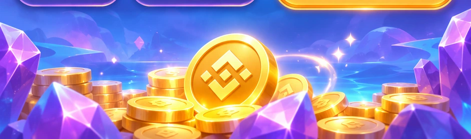 Decorative BNB coins and crystals